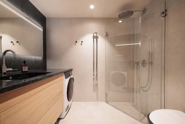 Modern Kungsholmen apartment interior and private patio.