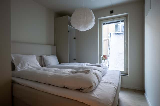 Åre apartment balcony, private sauna, ski storage, cozy lounge, central Åre accommodation