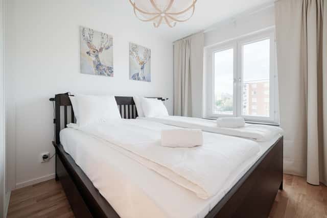 Master bedroom in a bright apartment in Huvudsta, Stockholm