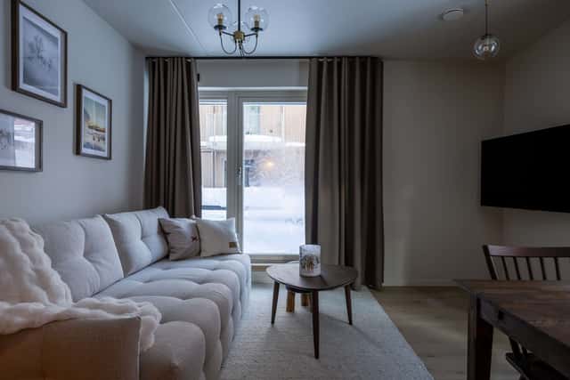 Åre apartment interior with private sauna, communal lounge & ski storage