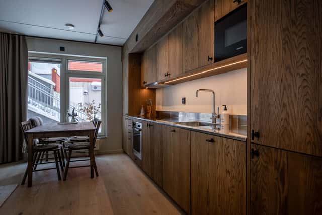 Åre apartment interior with private sauna, communal lounge & ski storage