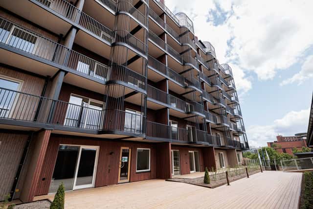 Modern Kungsholmen apartment interior and private patio.