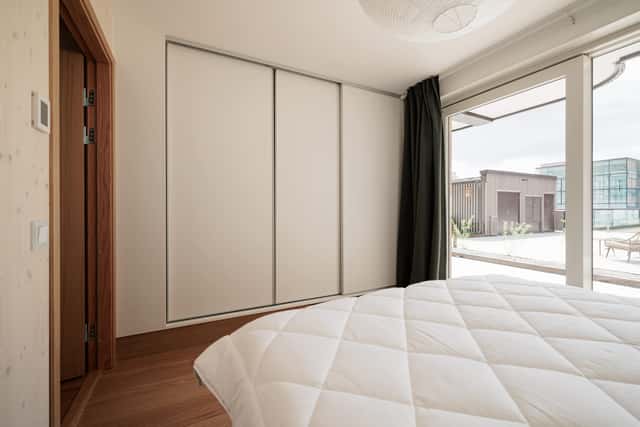 Modern Kungsholmen apartment interior and private patio.