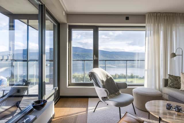 Interior of modern 3-bedroom apartment in Åre with mountain views