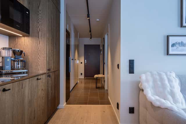 Åre apartment interior with private sauna, communal lounge & ski storage