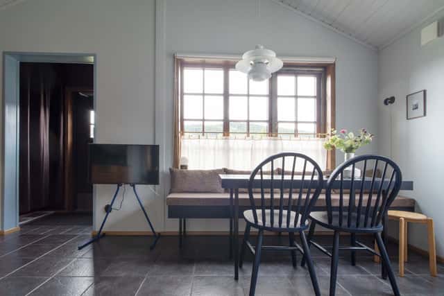 Living room, kitchen, master bedroom, second bedroom, bathroom in a Scandinavian cabin in Åre.