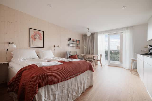 Modern Scandinavian studio apartment with balcony on Kungsholmen, Stockholm
