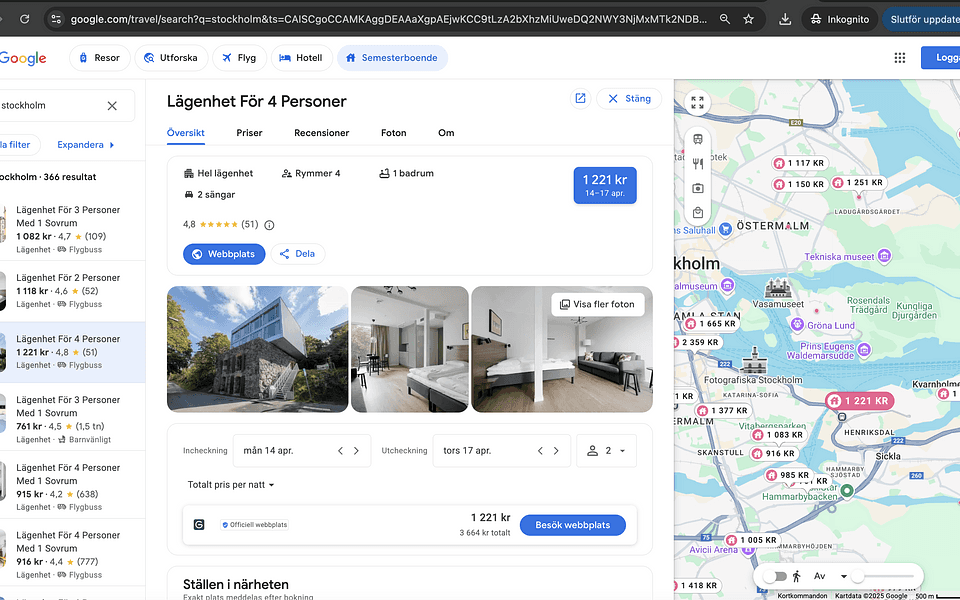 Guestit första svenska uthyrningsföretaget med direct access via Google Travel