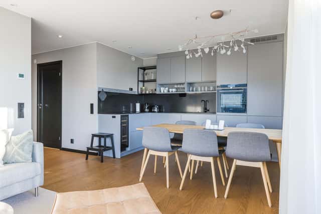Interior of modern 3-bedroom apartment in Åre with mountain views