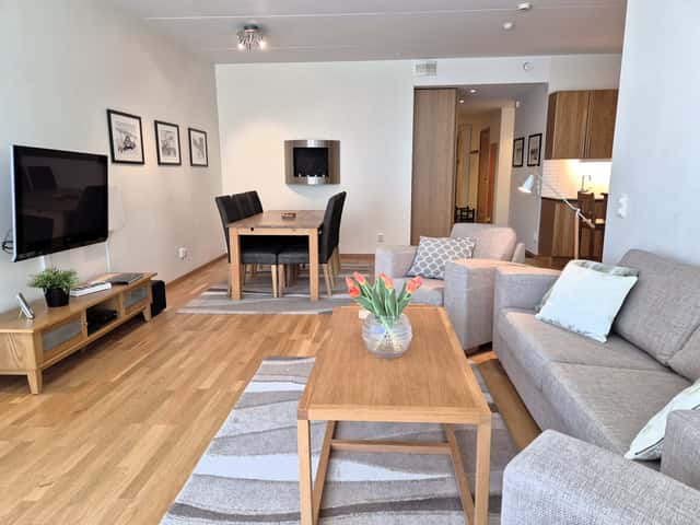 Central apartment in Åre near ski lifts with private sauna, garage parking and ski storage
