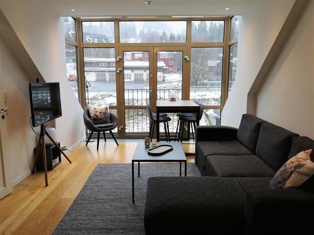 Central lägenhet i Åre nära torget och Bergbanan, nära skidområdet med parkering och skidförråd