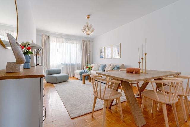 Bright living room in Sundbyberg apartment.