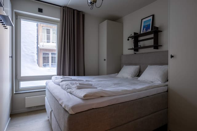 Interiör av Åre-lägenhet med privat bastu, gemensam lounge och skidförråd