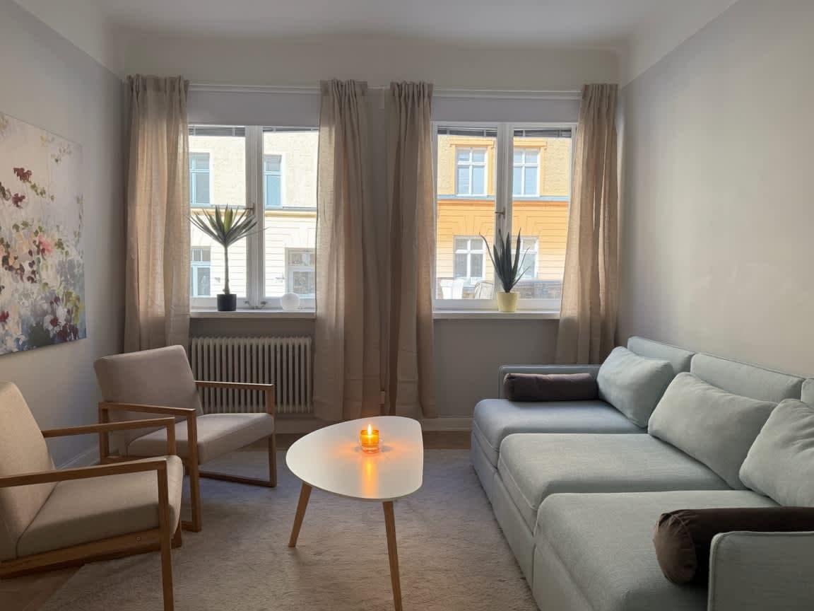Sofa bed converting into three single beds in SoFo near Vitabergsparken, Stockholm