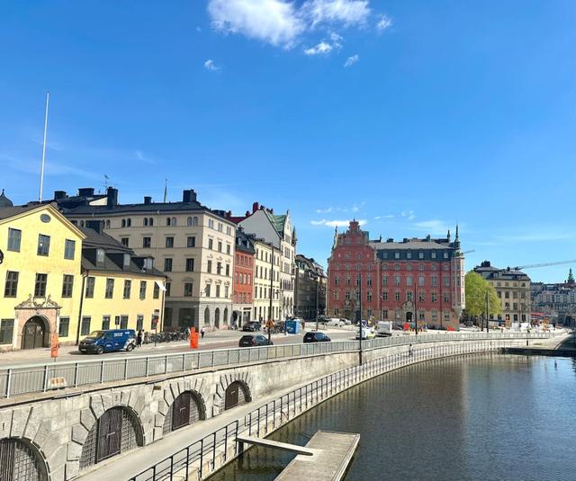 Panoramic view of living room in Old Town apartment