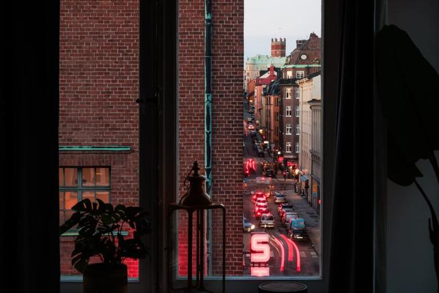 Södermalm studio apartment with modern furnishings and natural light.