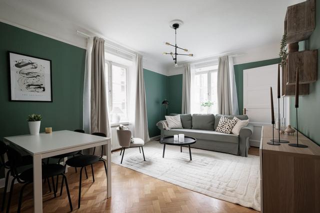 Bright and inviting living room in Vasastan apartment