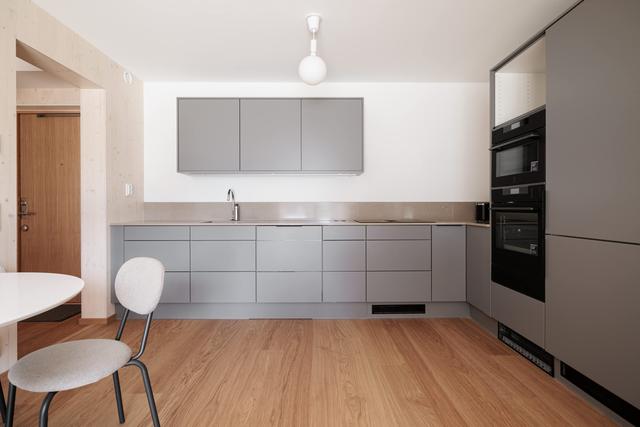 Modern Kungsholmen apartment interior and private patio.
