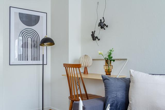 Living room with dining area in Sundbyberg