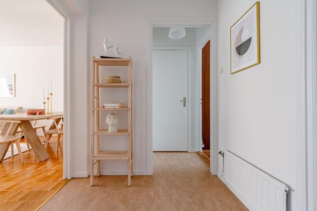 Bright living room in Sundbyberg apartment.