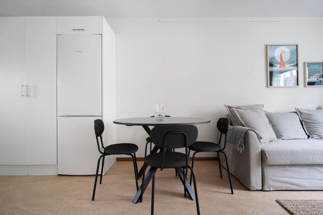 Living area with sofa bed in Östersund studio