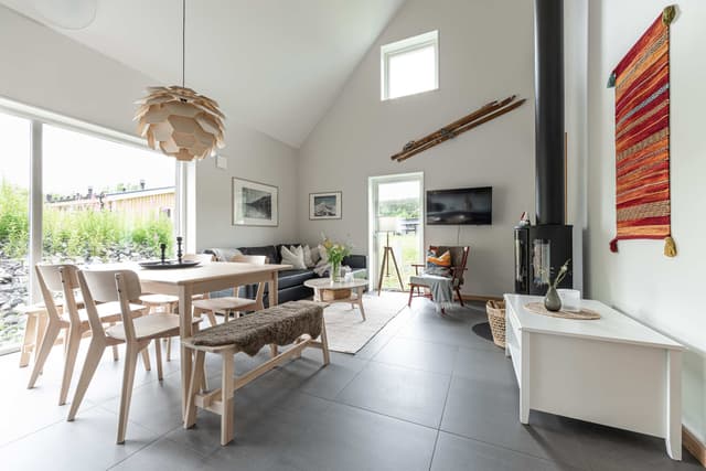 Friliggande fjällhus i Årekläppen, Åre med skandinavisk inredning, öppen spis och privat bastu