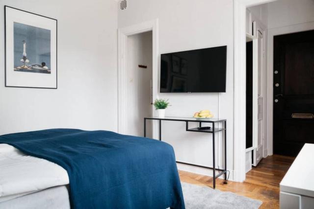 Charming Södermalm studio with compact amenities and yale door.