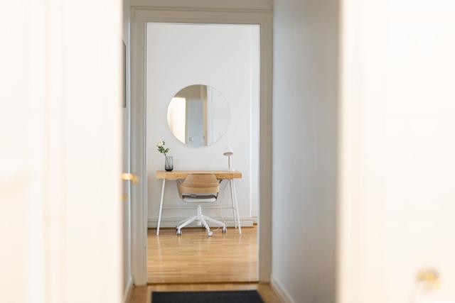 Spacious living room in Gothenburg apartment.