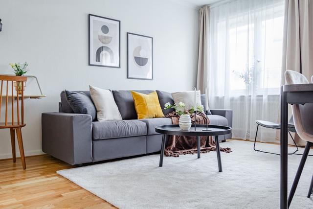 Living room with dining area in Sundbyberg