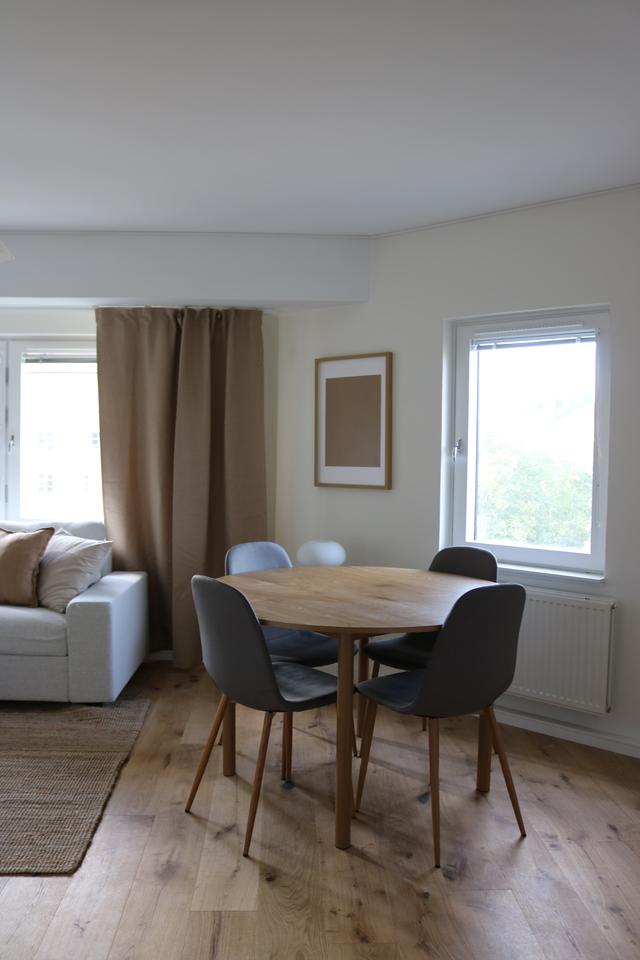Interior of a modern two-bedroom apartment in Södermalm SoFo with simple, practical layout
