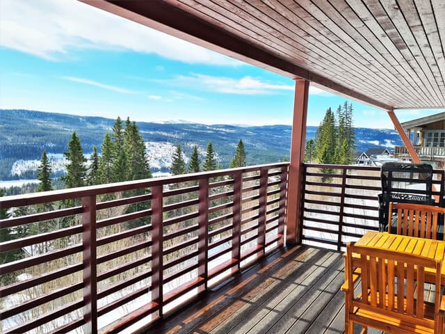 Rymligt skidhus i Tegefjäll, 20 m från backen, med bastu, utsikt och skidförvaring