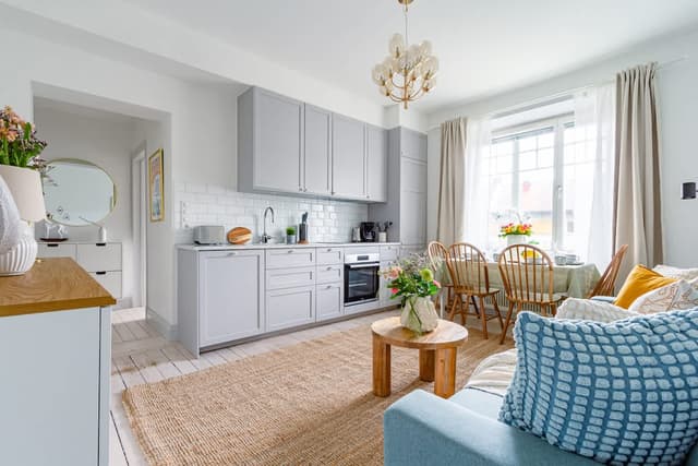 Chic apartment near the city center with bright living area, sofa bed, fully equipped kitchen and spacious bedroom