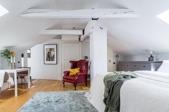 Top-floor apartment in Södermalm with city views and modern amenities.