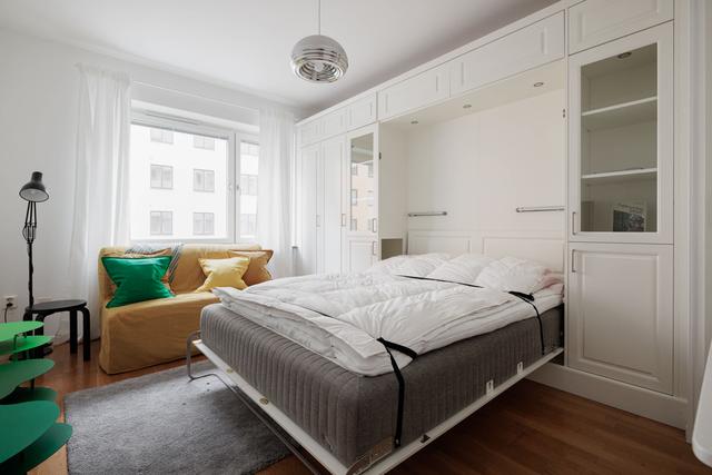 Interiör av mysig studio i Hornstull nära kajpromenader