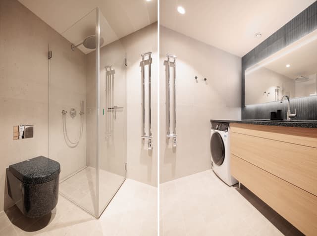 Modern skandinavisk studio med balkong på Kungsholmen, Stockholm