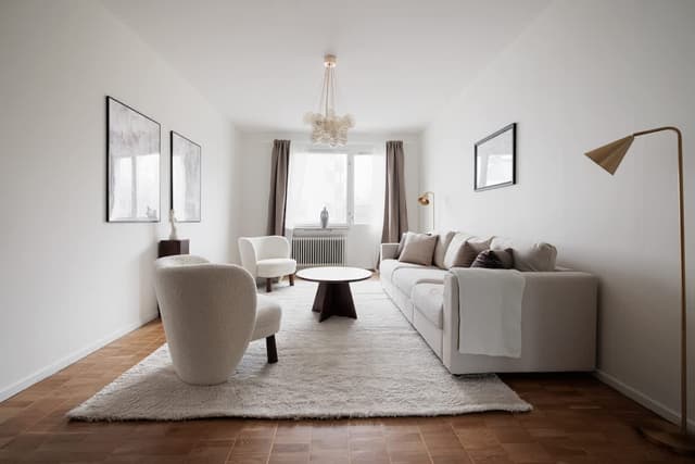 Balcony view in Sundbyberg apartment; Fully equipped kitchen in Sundbyberg; Cozy bedroom with double bed in Sundbyberg