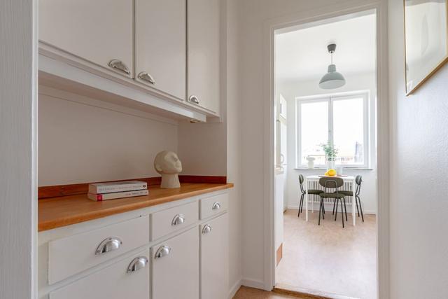 Bright living room in Sundbyberg apartment.