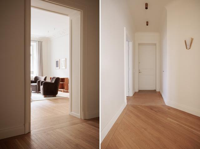Skandinavisk lägenhetsinteriör med privat balkong i Östermalm, Stockholm