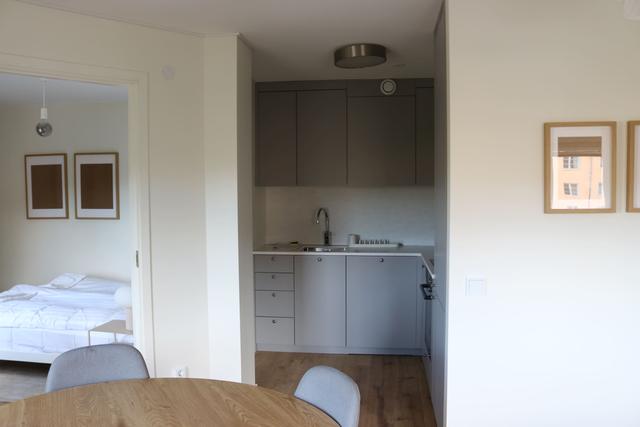 Interior of a modern two-bedroom apartment in Södermalm SoFo with simple, practical layout