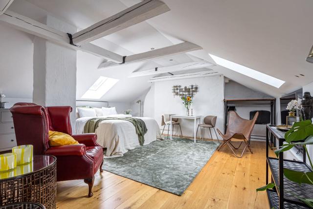 Top-floor apartment in Södermalm with city views and modern amenities.