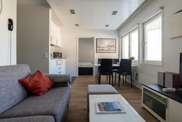 Litet lägenhetshörn i Stockholm utan dörr