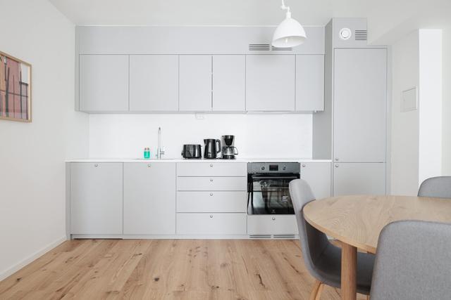 Balcony view of modern SoFo apartment in Södermalm, Stockholm city escape
