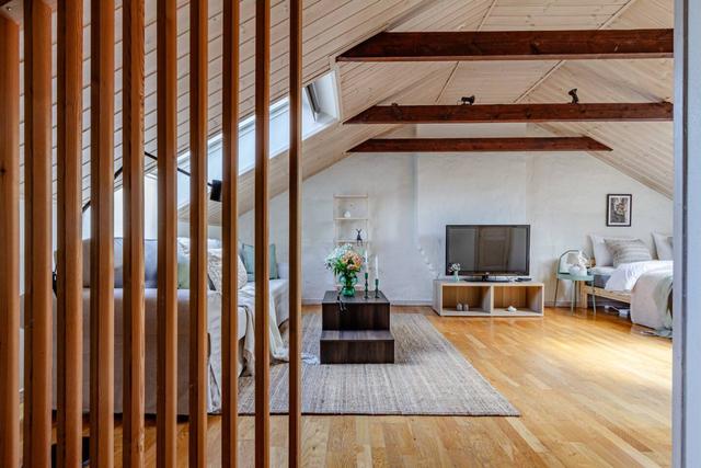 Spacious loft apartment with equipped kitchen and comfortable living area in Stockholm