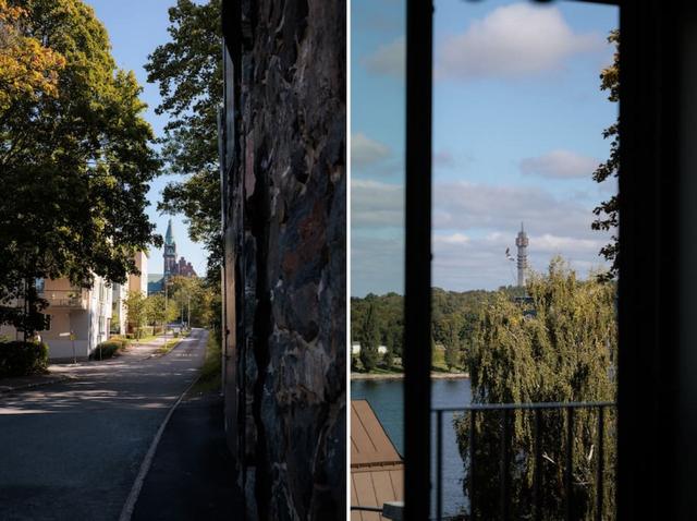 Takvåningsstudio med utsikt över Stockholms inlopp