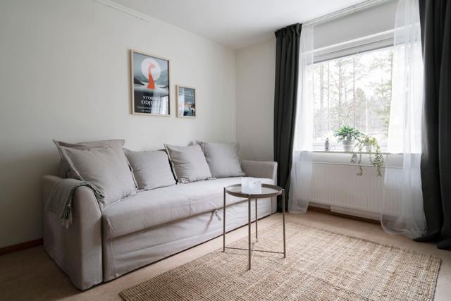 Living area with sofa bed in Östersund studio