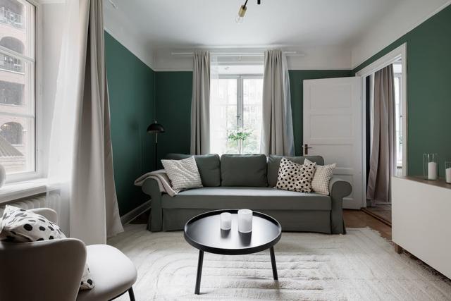 Bright and inviting living room in Vasastan apartment