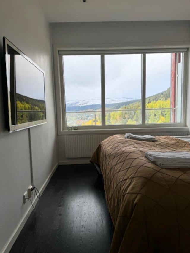 Living room with sofa bed in Åre's TOTT building.