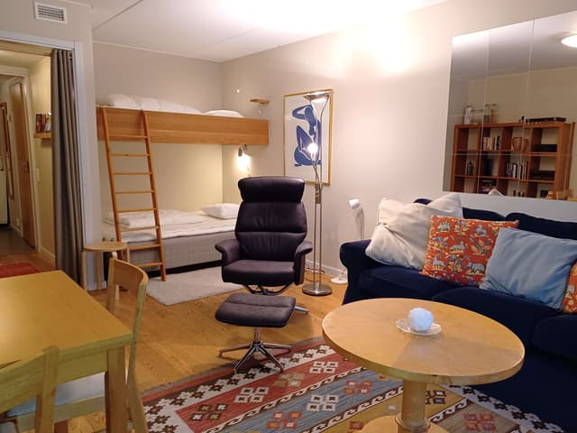 Studiointeriör i Tott-området, 100 m från skidliften